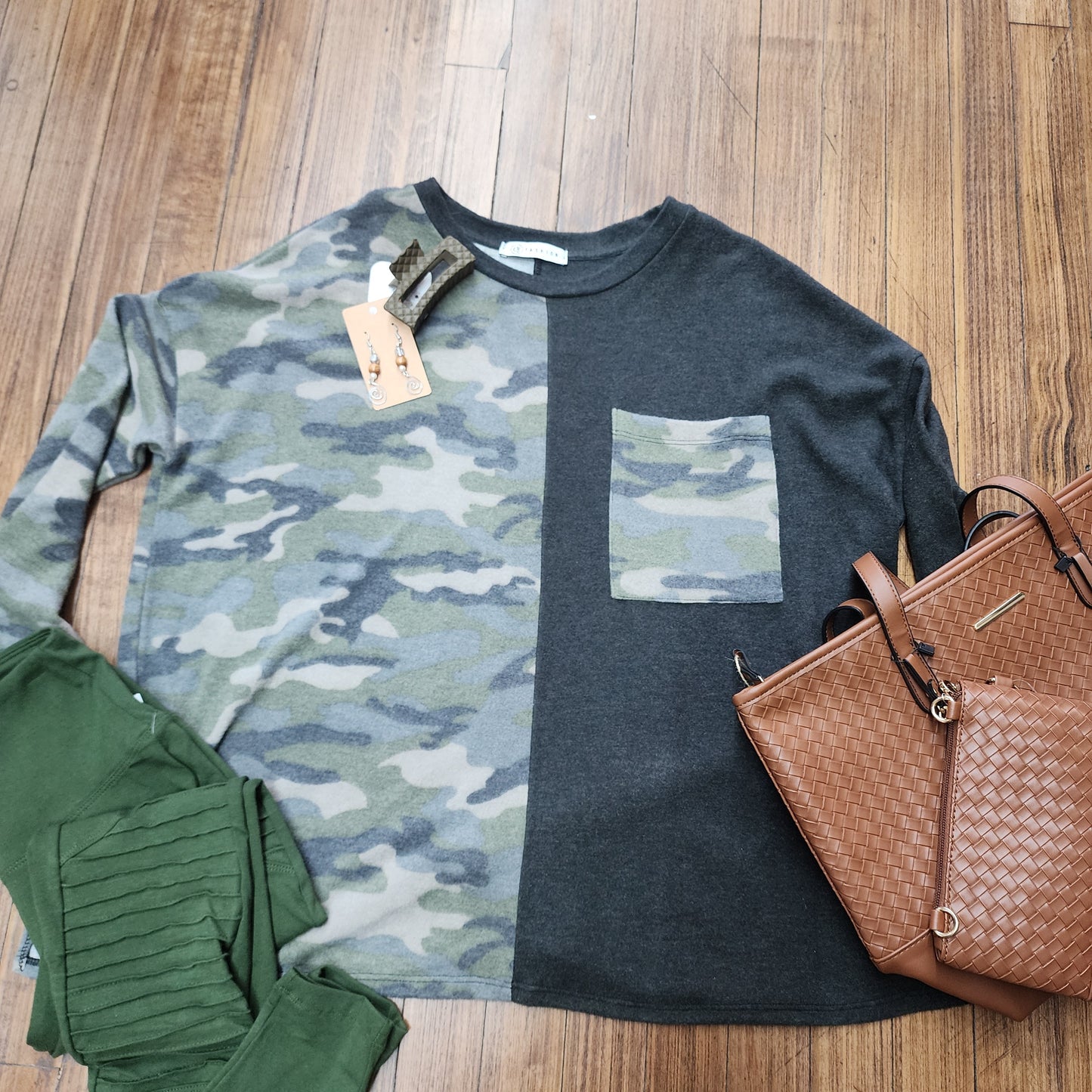 Camo Colorblock Top