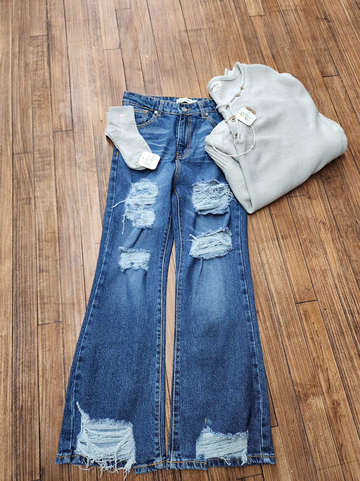 Distressed Flare Jeans