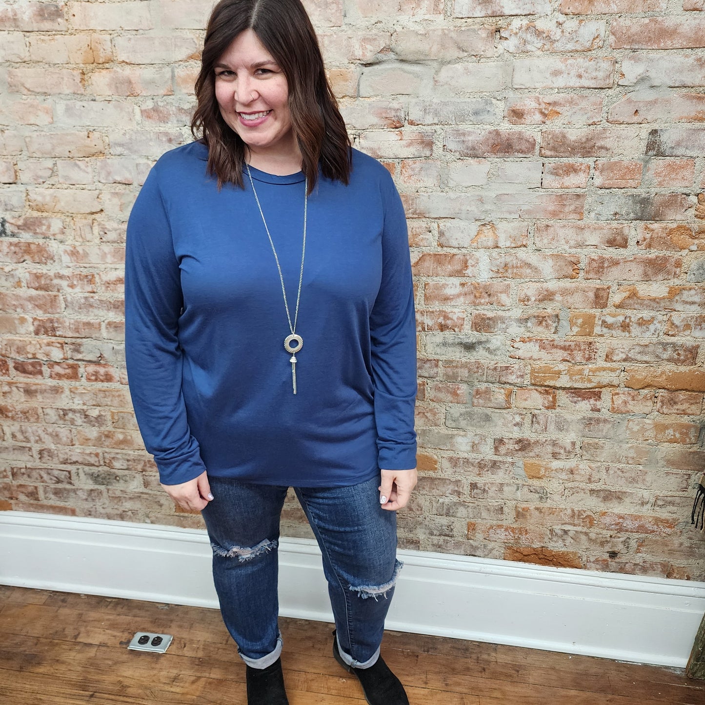Blue Long Sleeve Top