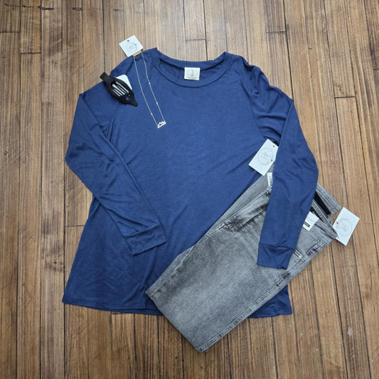 Blue Long Sleeve Top