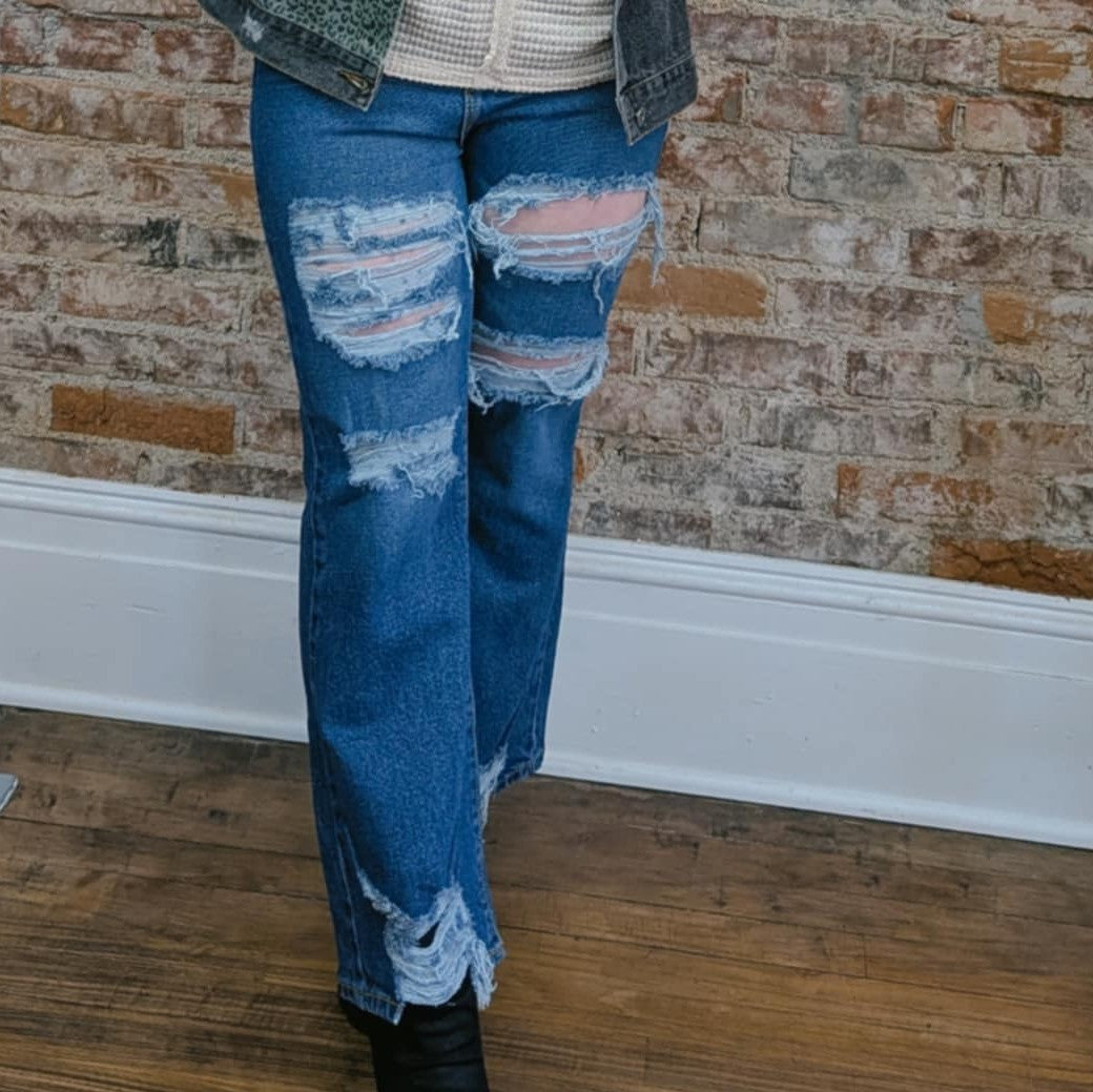 Distressed Flare Jeans