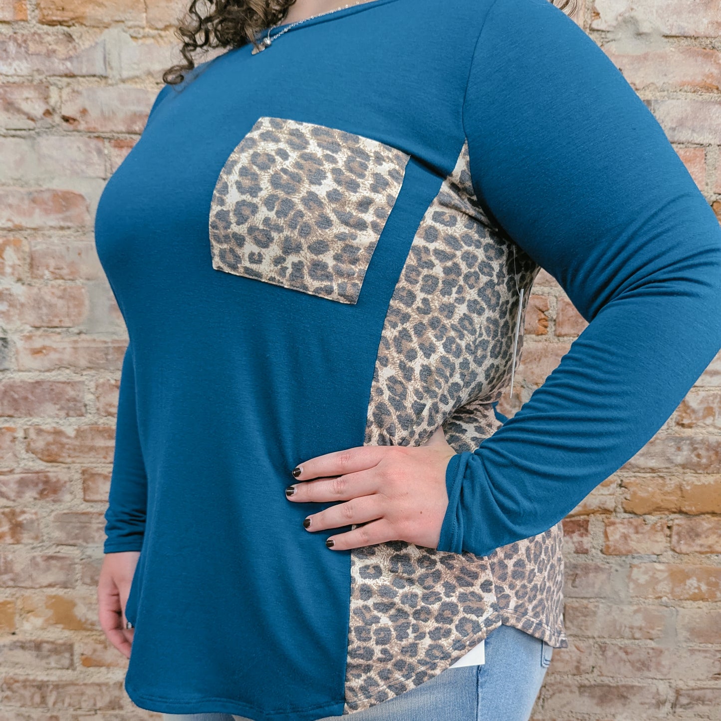Animal Print Teal Top