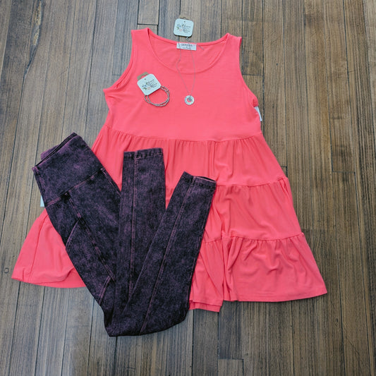 Coral Tiered Tank Top