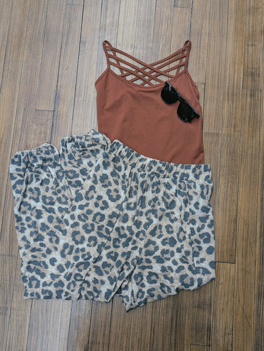 Leopard Print Side Split Pants