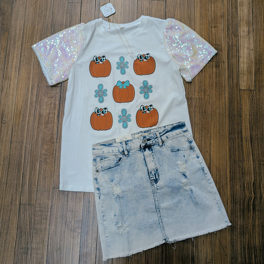 Turquoise & Pumpkin Graphic Tee