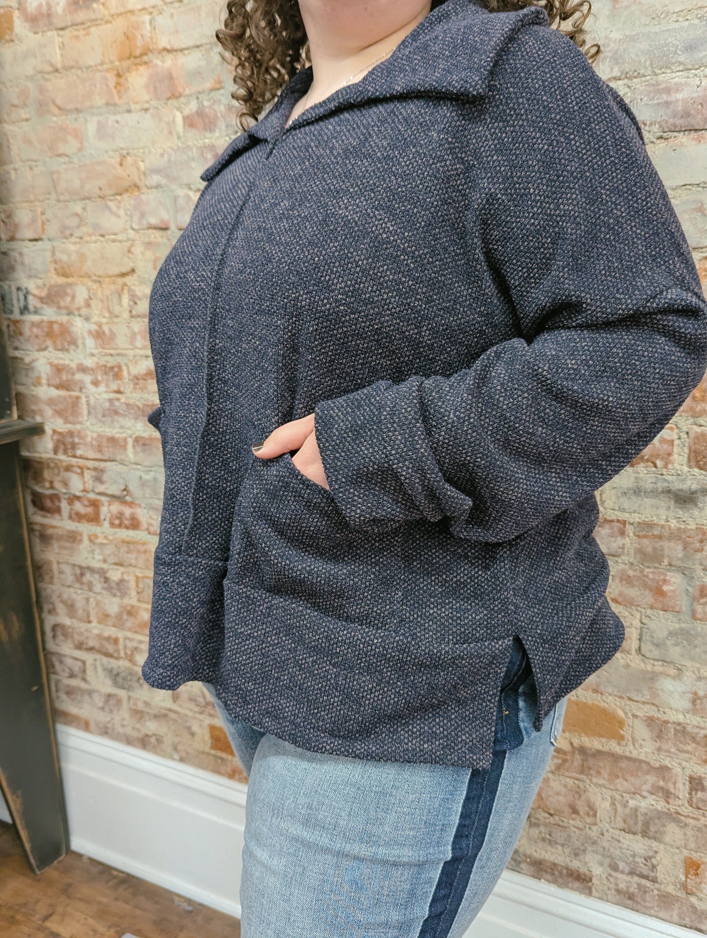 Charcoal Knit Collar Sweater