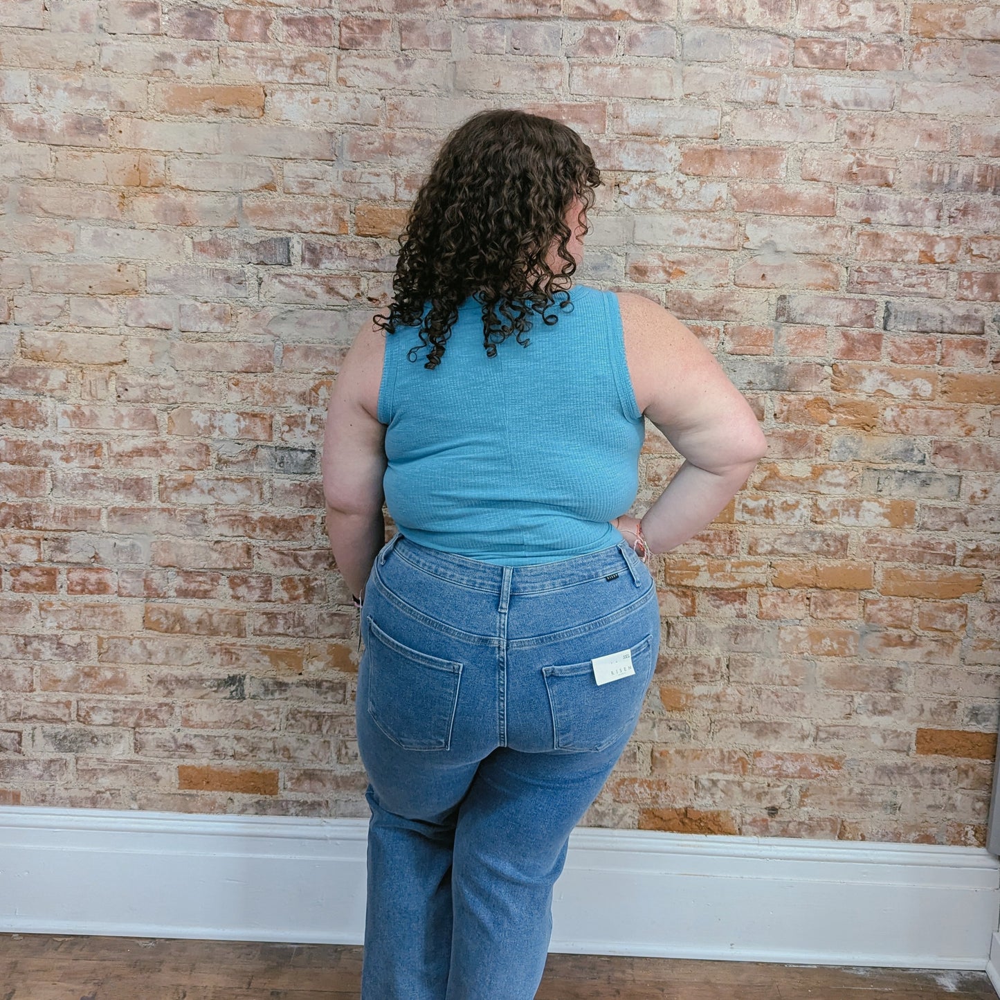Light Blue Button Tank