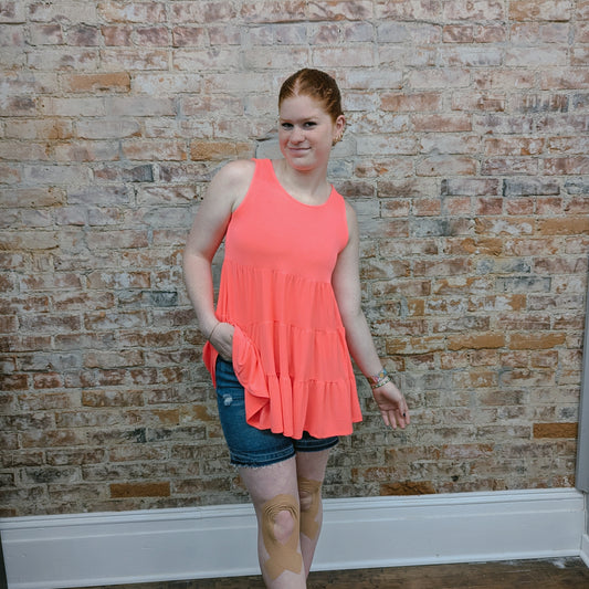 Coral Tiered Tank Top