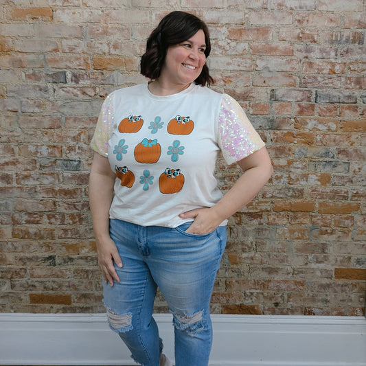 Turquoise & Pumpkin Graphic Tee