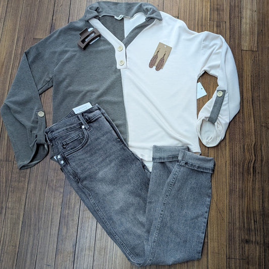 Colorblock Sage Top