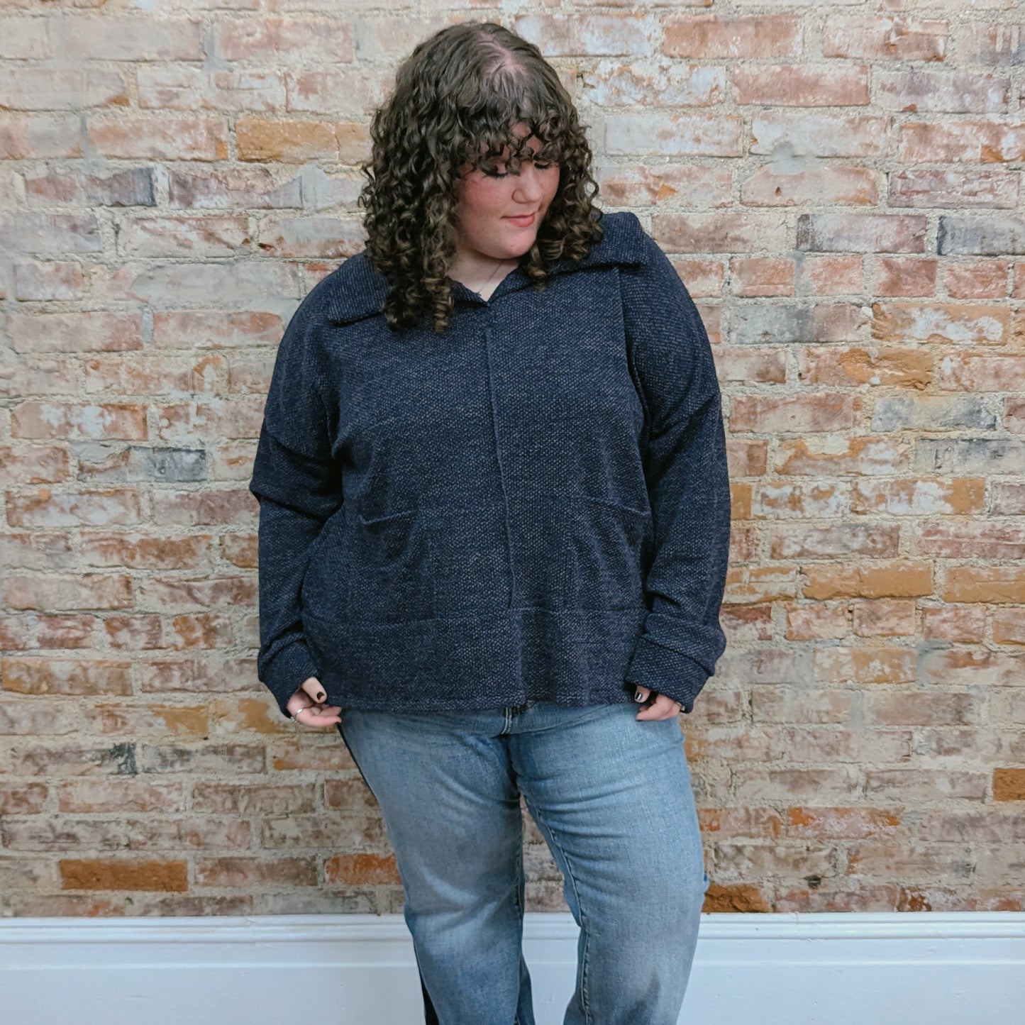 Charcoal Knit Collar Sweater