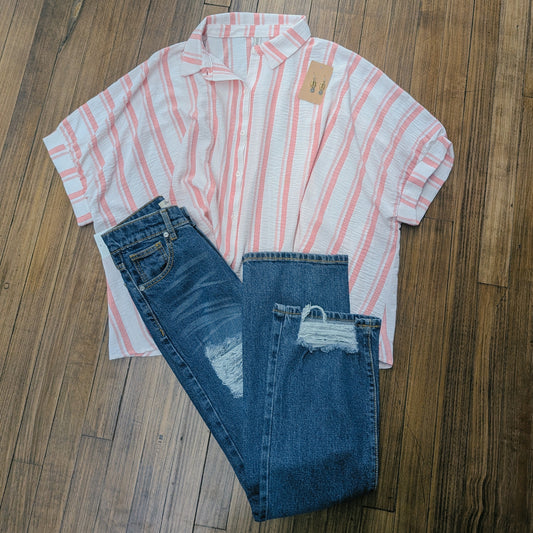 Strawberry Summer Button Top