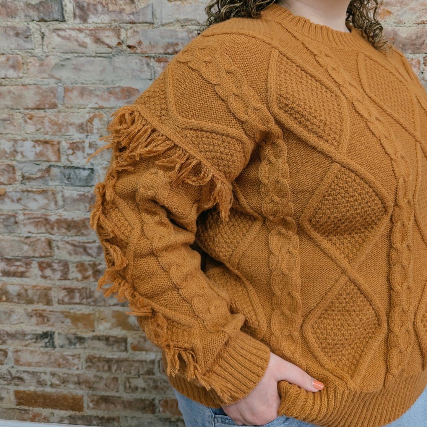 Thick Knit Fringe Sweater