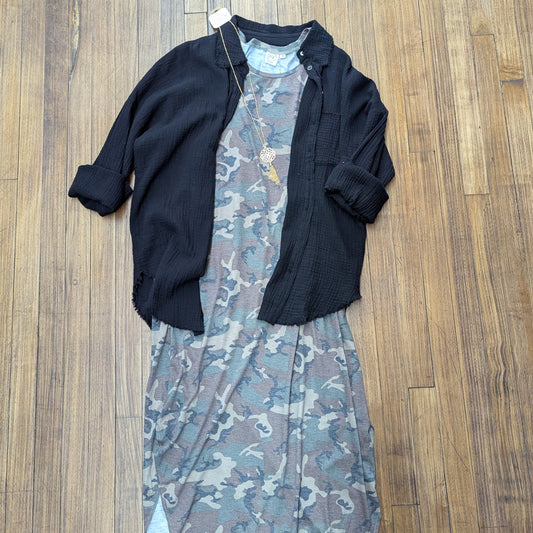 Sleeveless Camo Maxi Dress