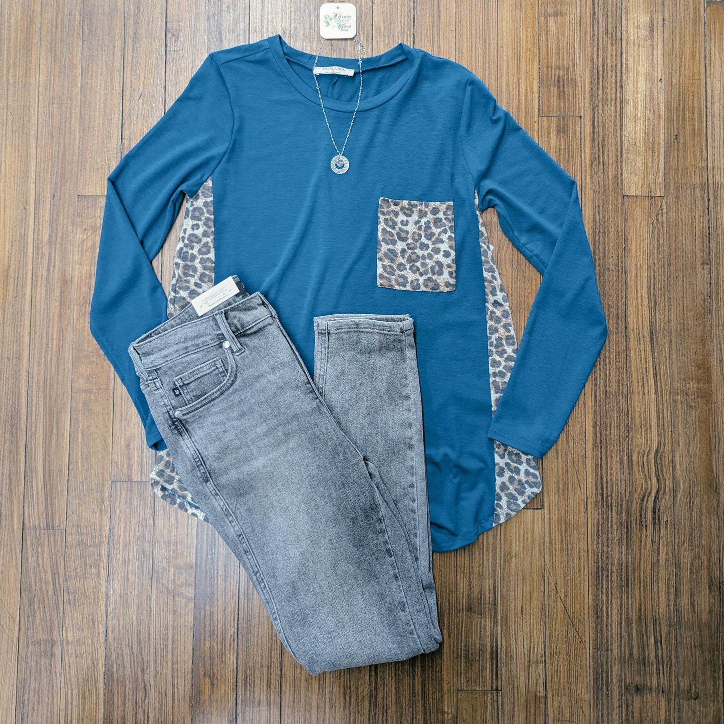 Animal Print Teal Top