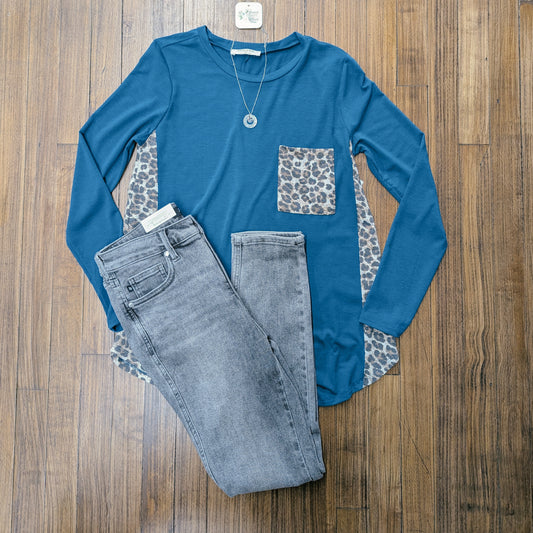 Animal Print Teal Top