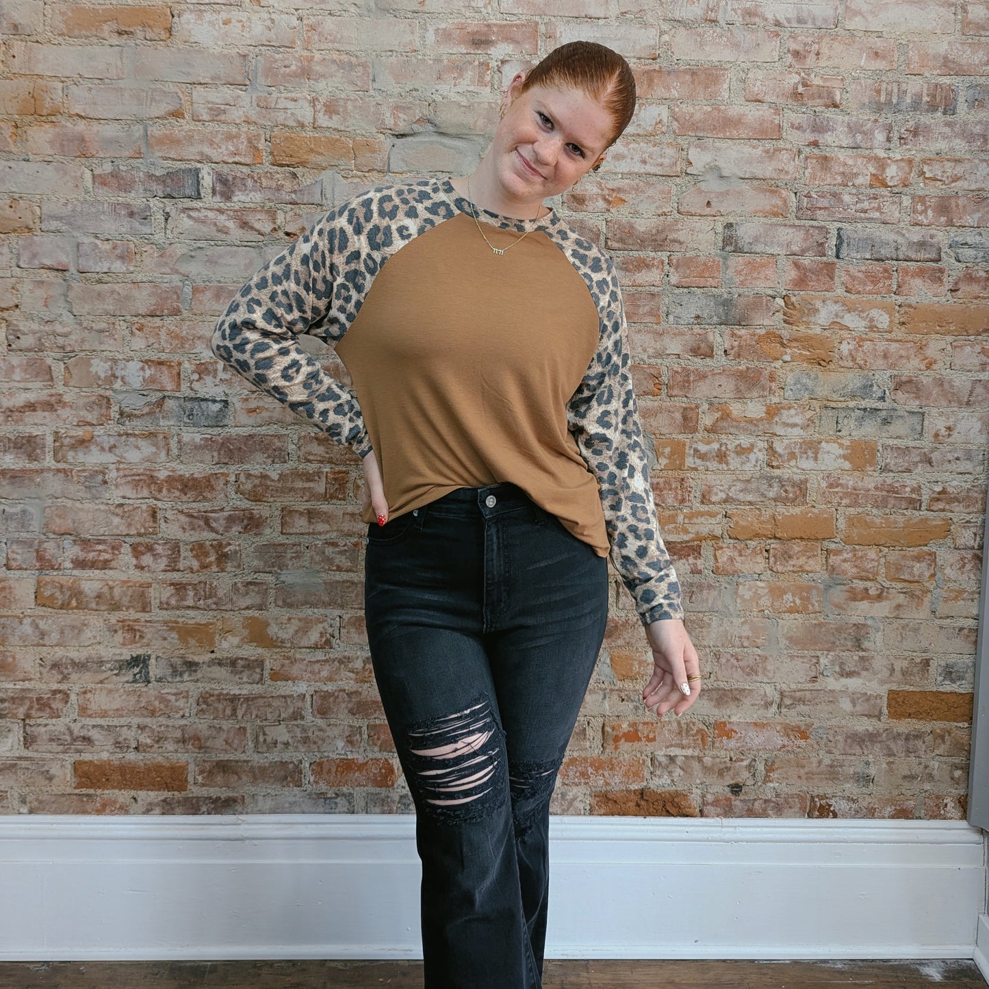 Caramel Animal Print Top