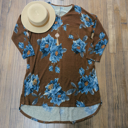 Oversized Brown Floral Dress