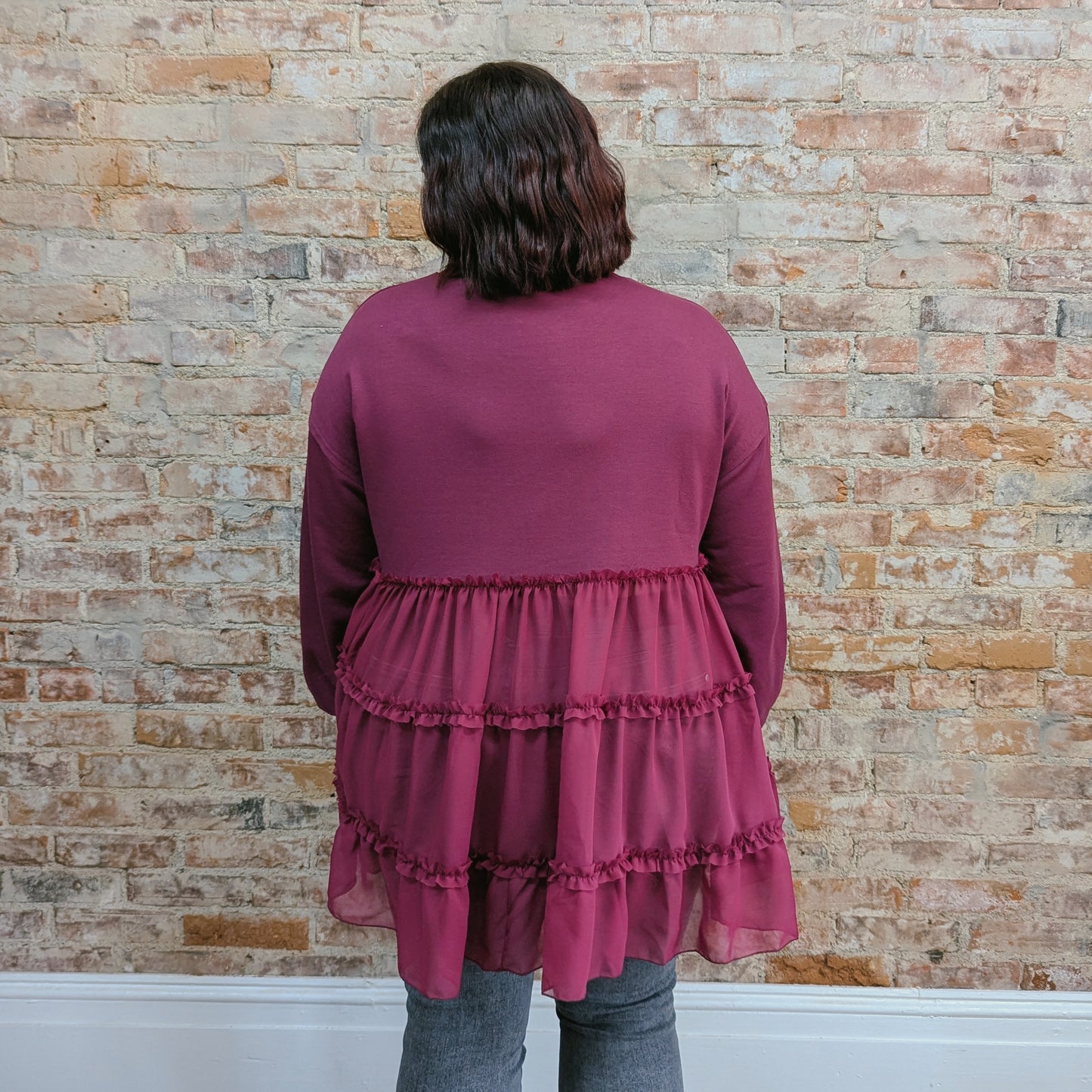 Magenta Tiered Long Sweater Top