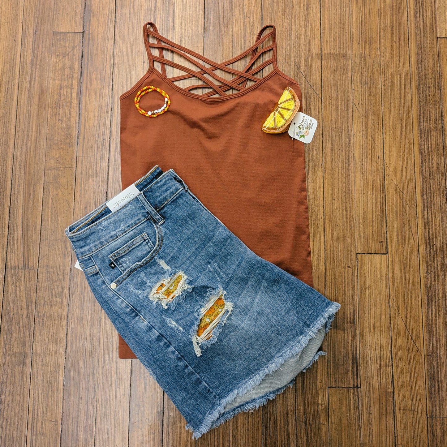 Dark Rust Criss Cross Cami Tank