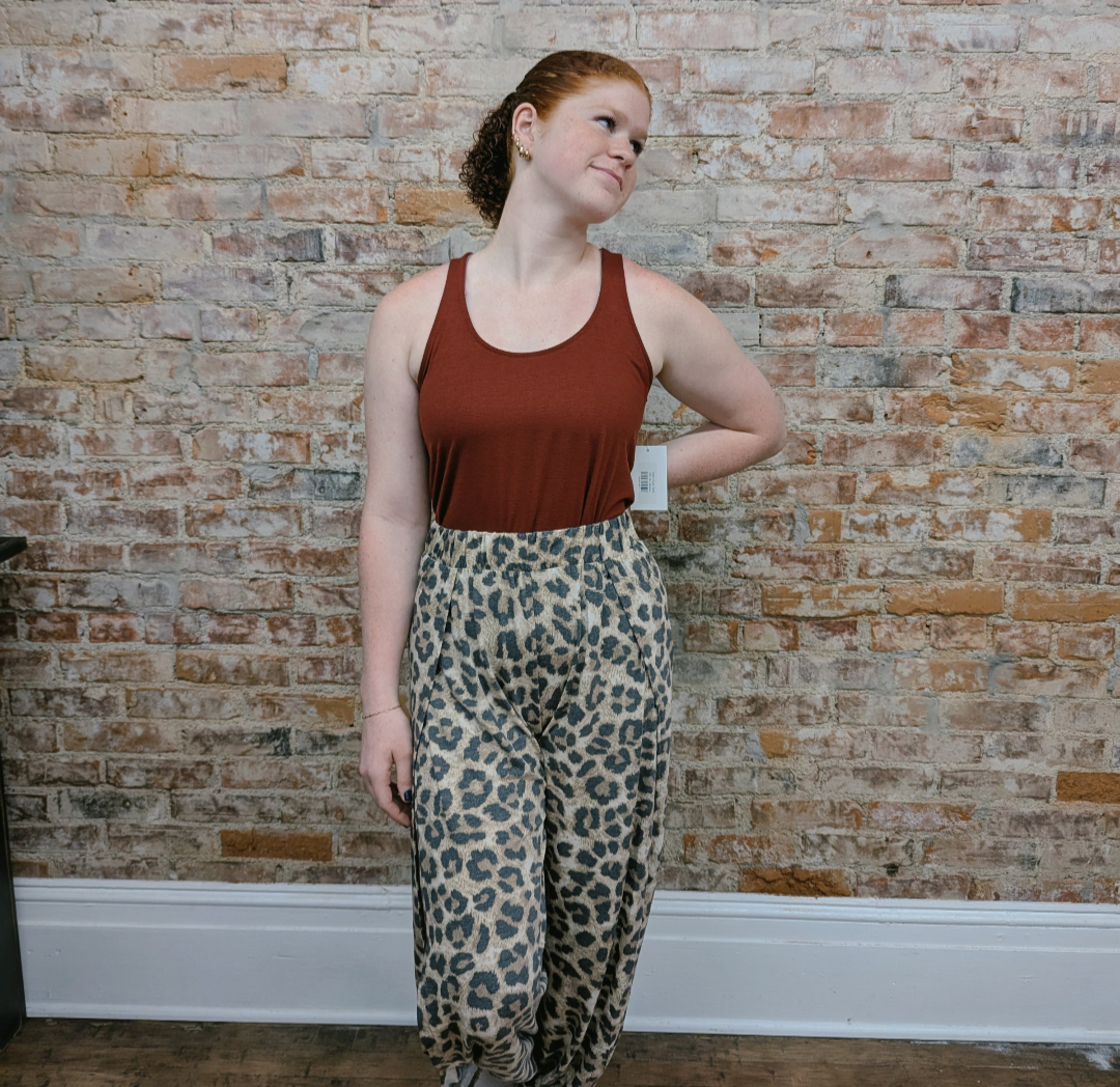 Leopard Print Side Split Pants