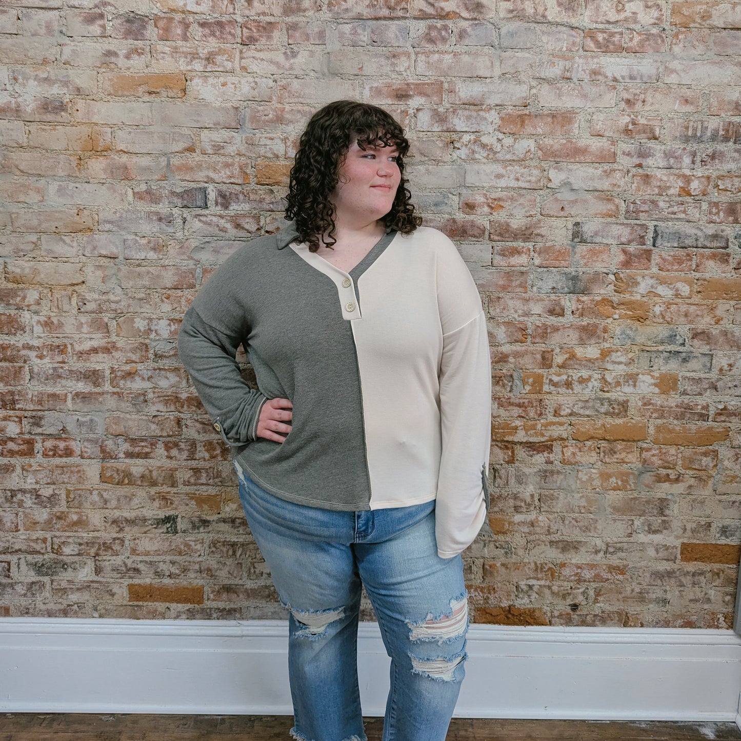 Colorblock Sage Top
