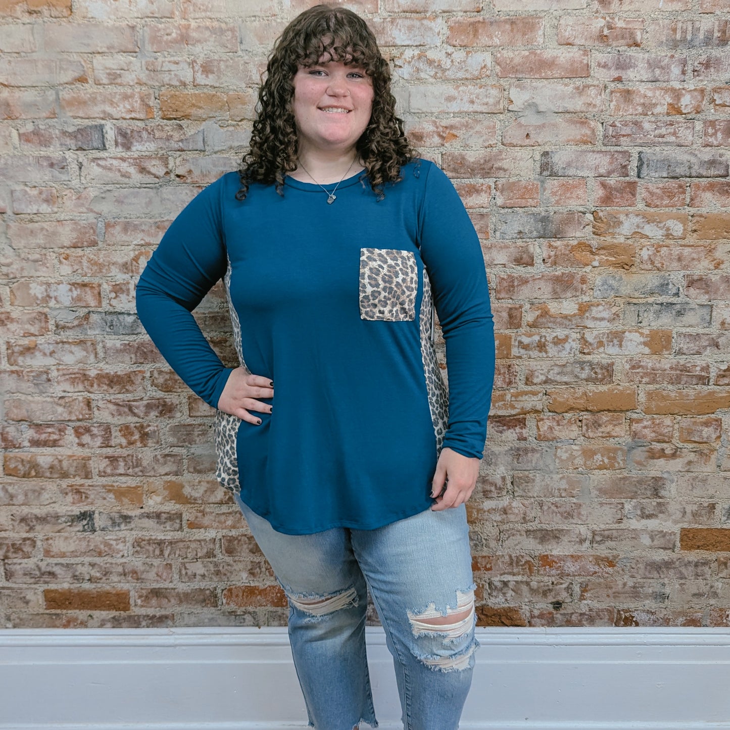 Animal Print Teal Top
