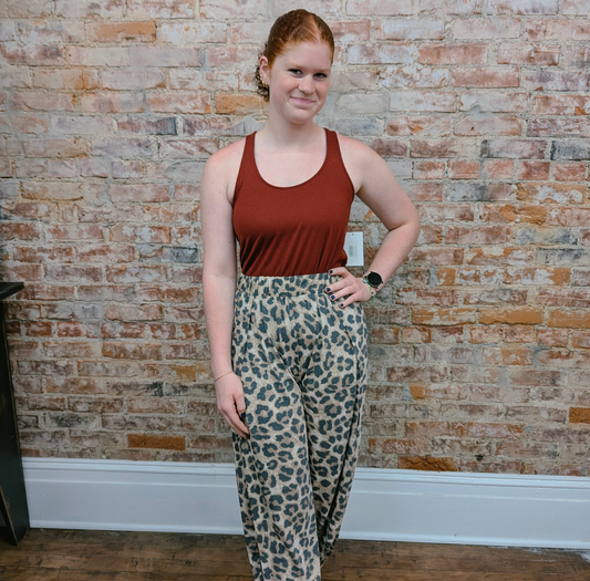 Leopard Print Side Split Pants