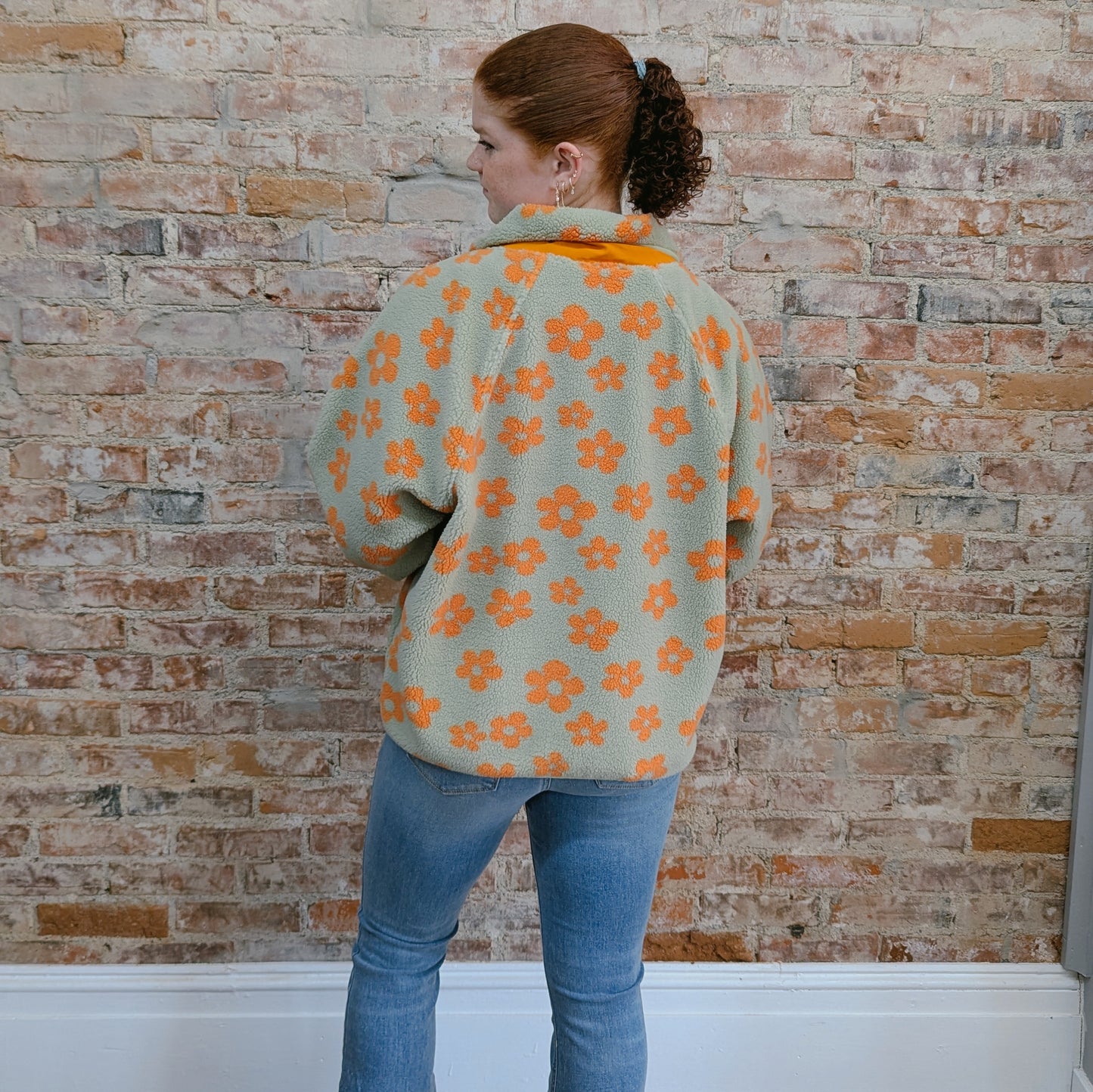 Flower Patterned Fleece Jacket