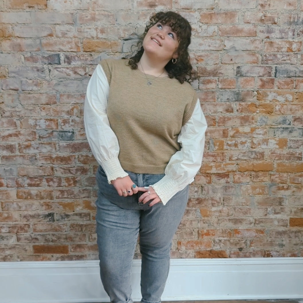 Latte Sweater Vest Combo Top