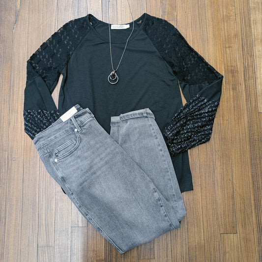 Tinsel and Lace Black Top