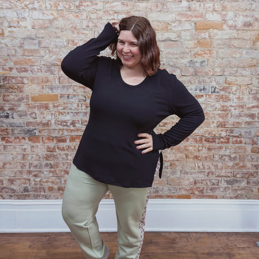 Black Split Side Top