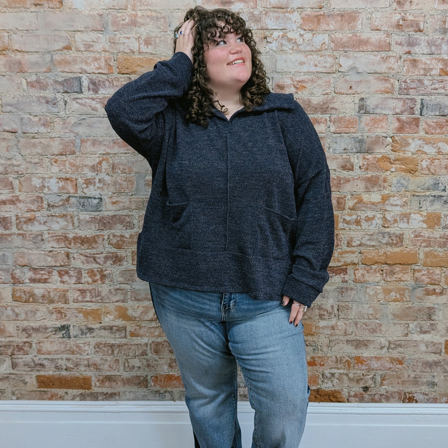 Charcoal Knit Collar Sweater