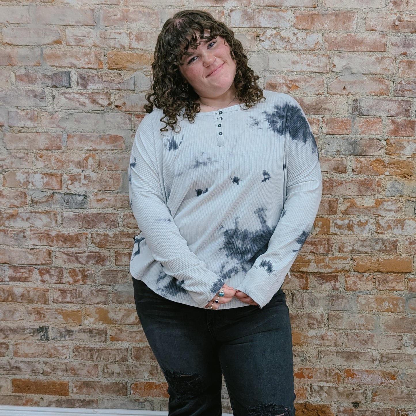 Grey Tie Dye Long Sleeve