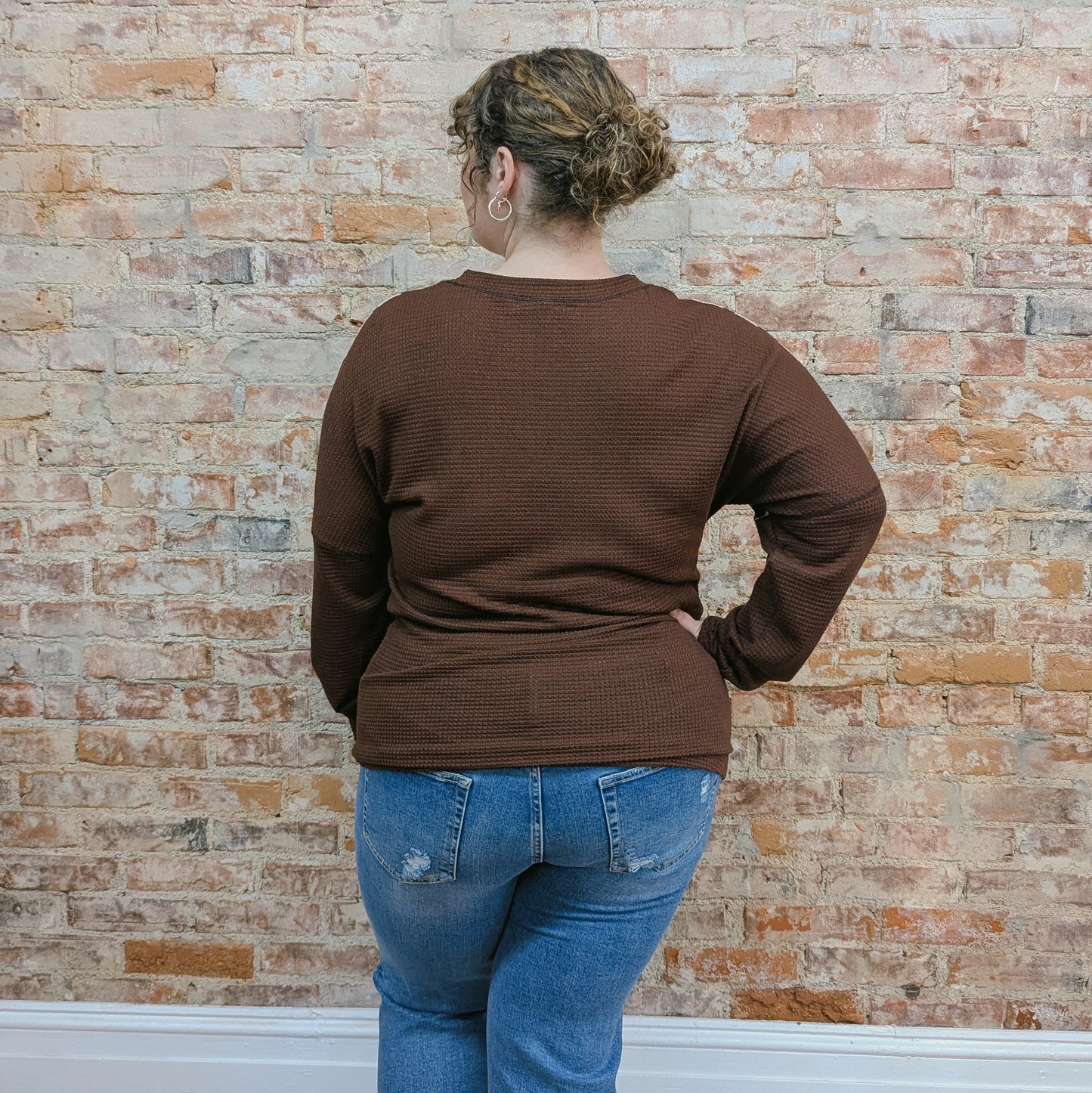 Waffle Knit Animal Print Top