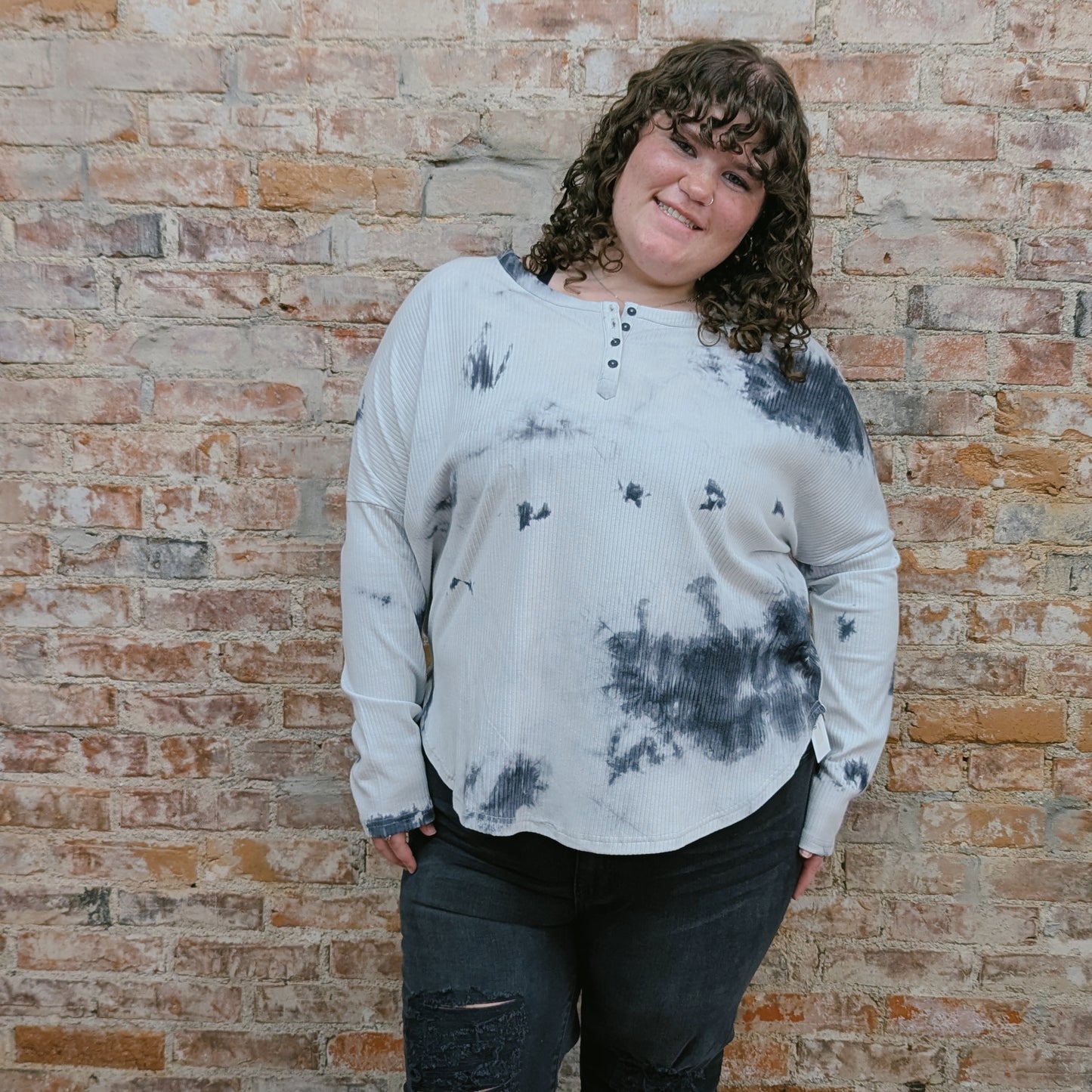 Grey Tie Dye Long Sleeve