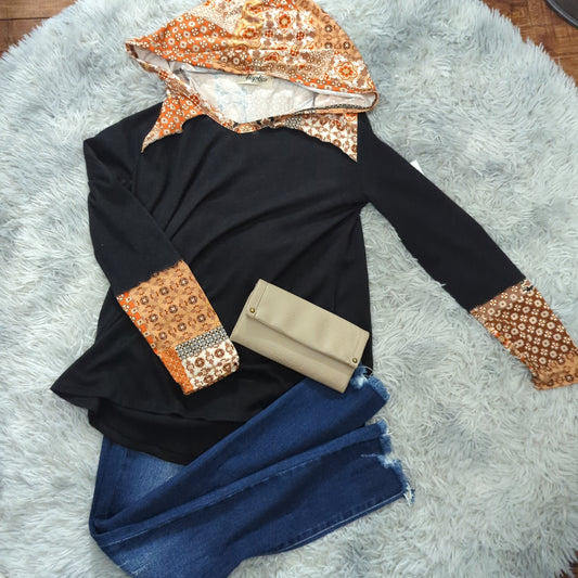 Hooded Patchwork Top