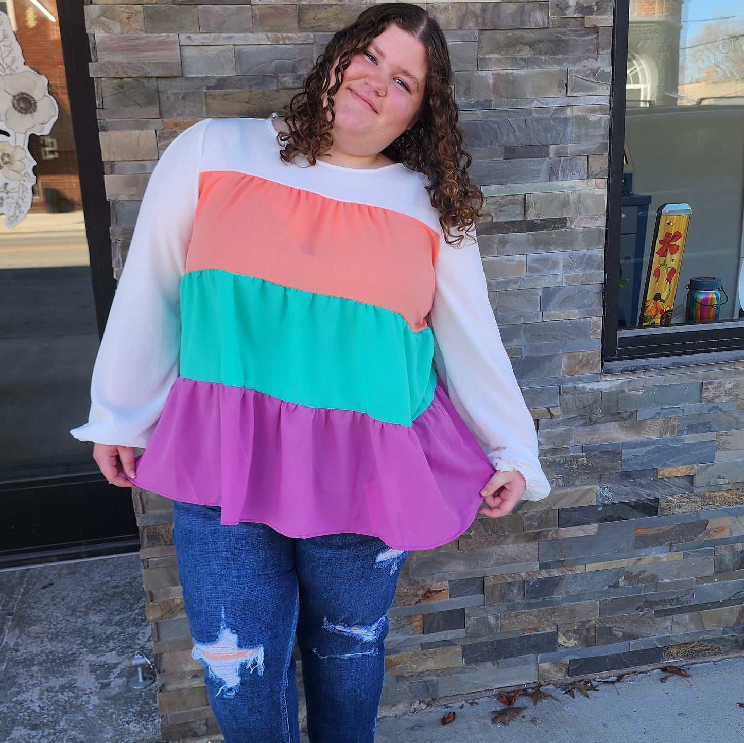 Orchid Colorblock Tiered Top