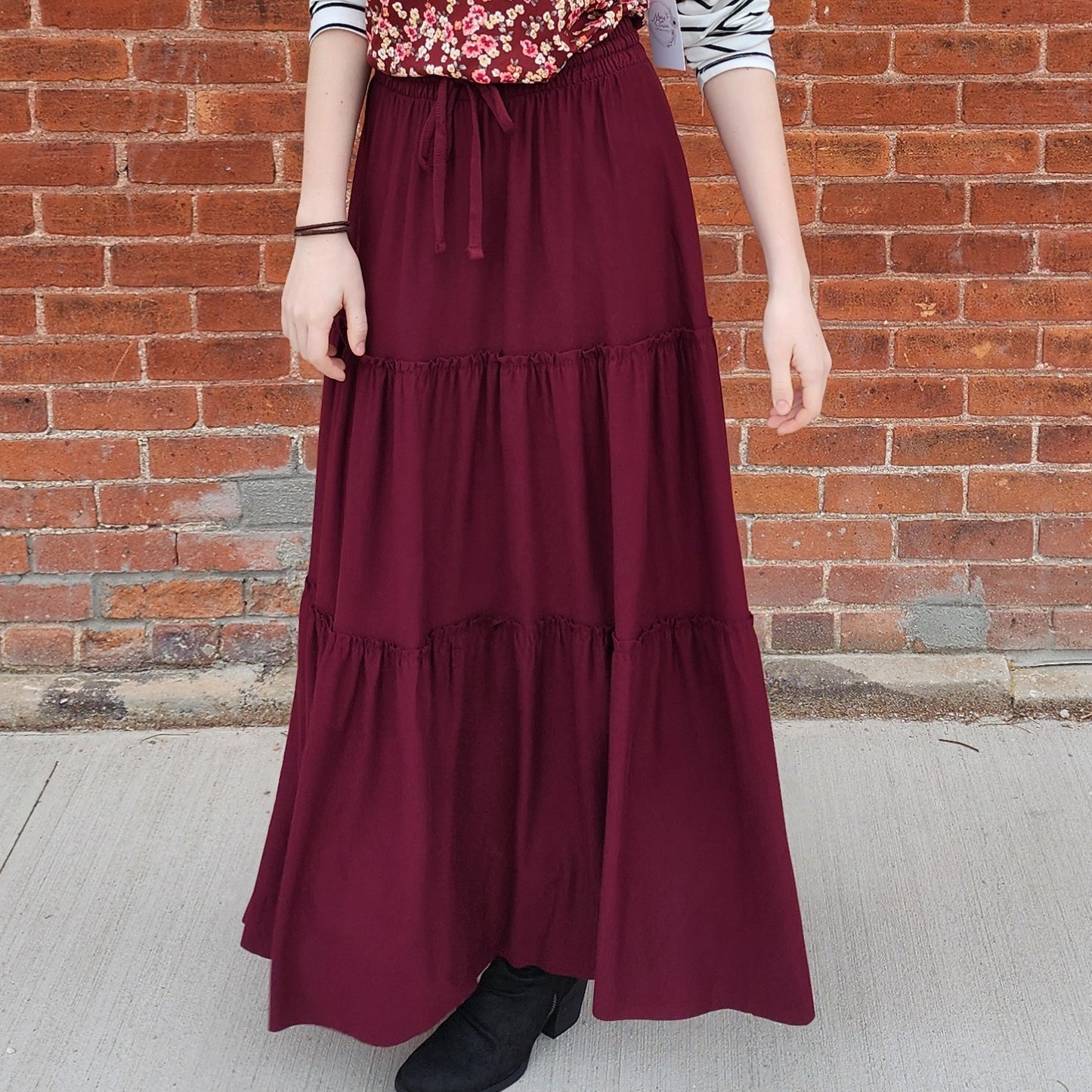 Burgundy Tiered Skirt