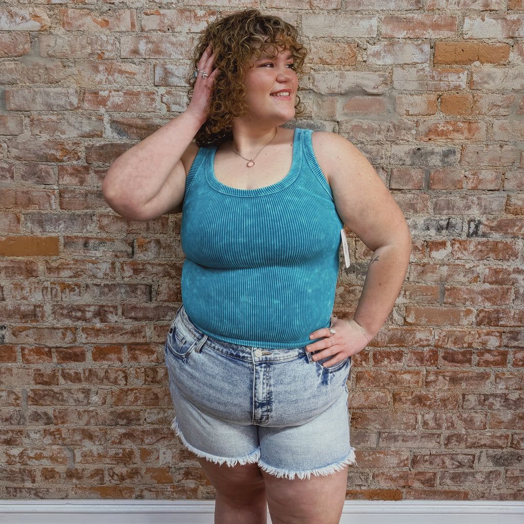 Teal Ribbed Tank