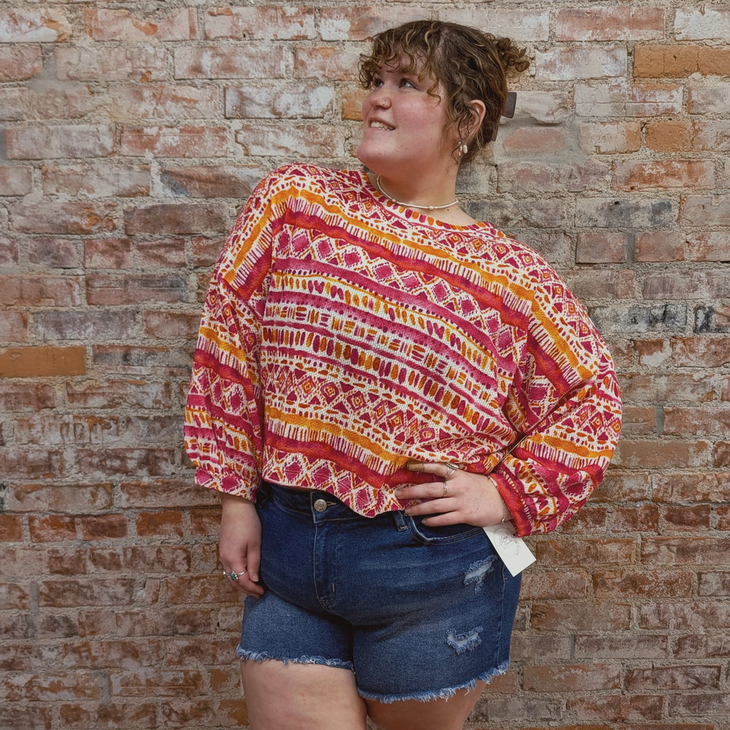 Cranberry Orange Cropped Blouse