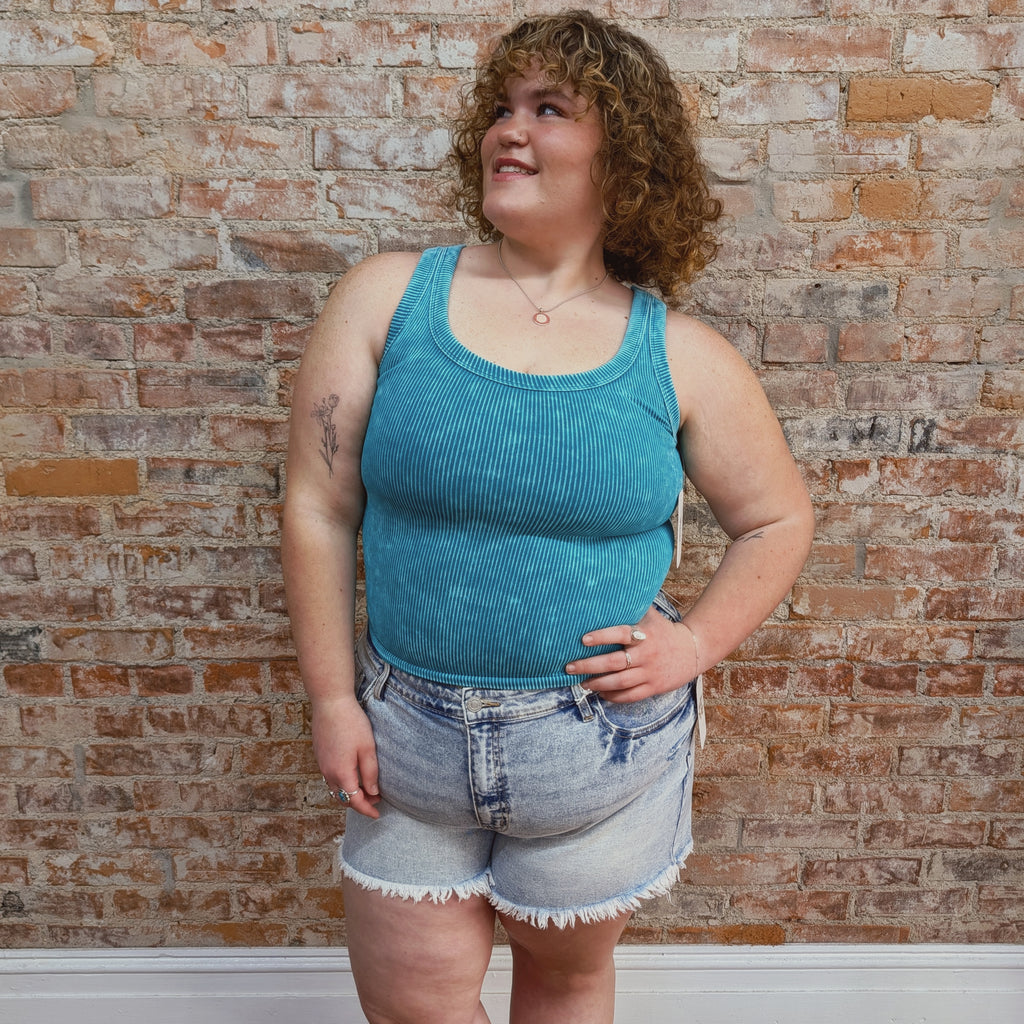 Teal Ribbed Tank