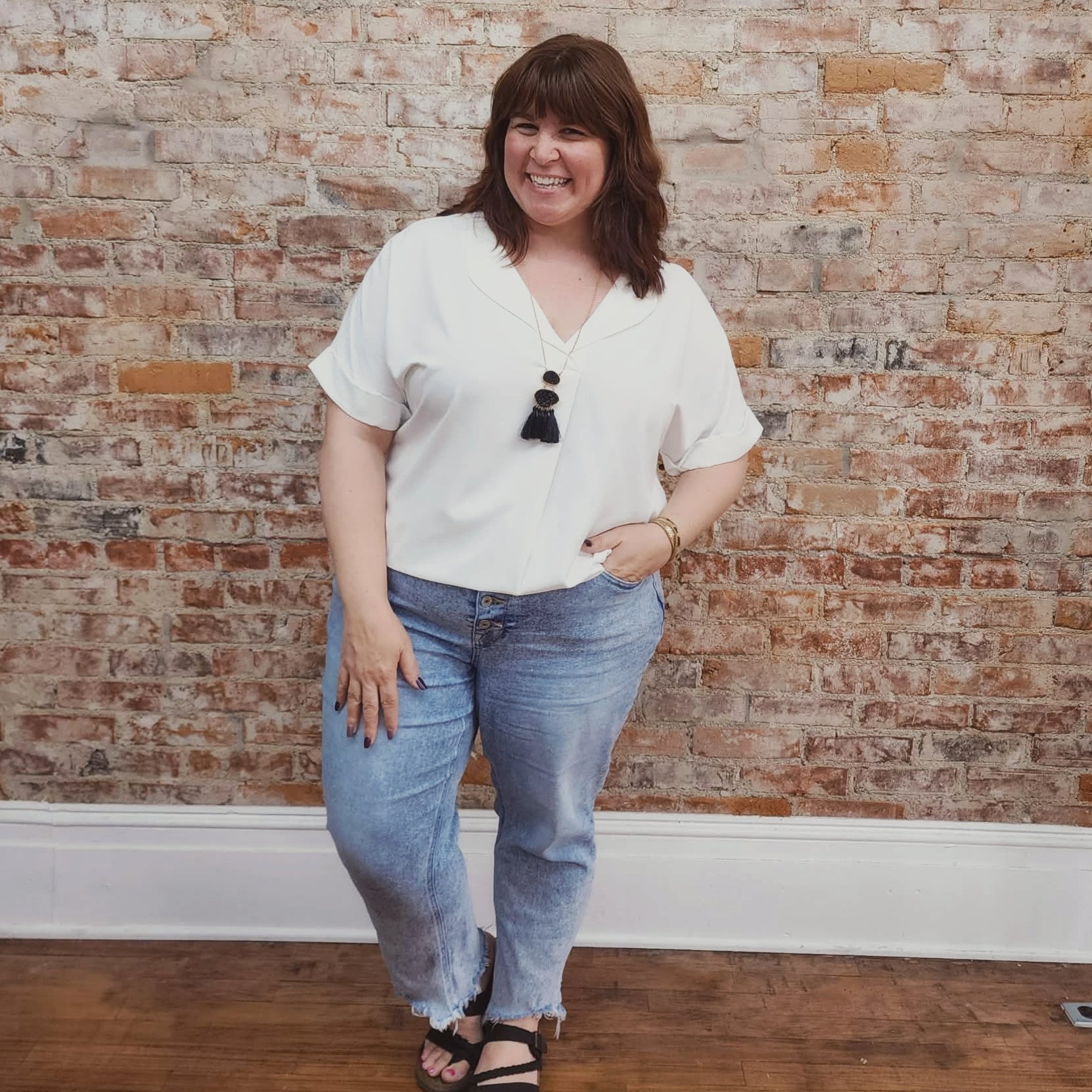 White Short Sleeve Blouse