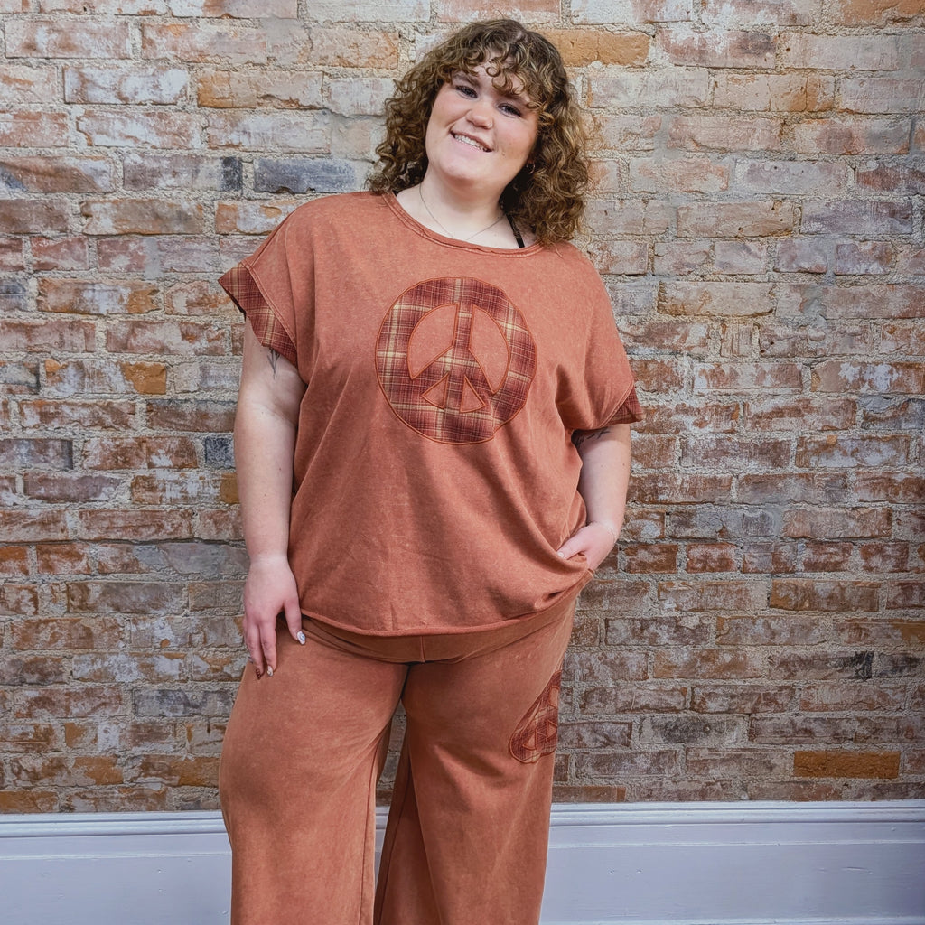 Peace Sign Patchwork Top