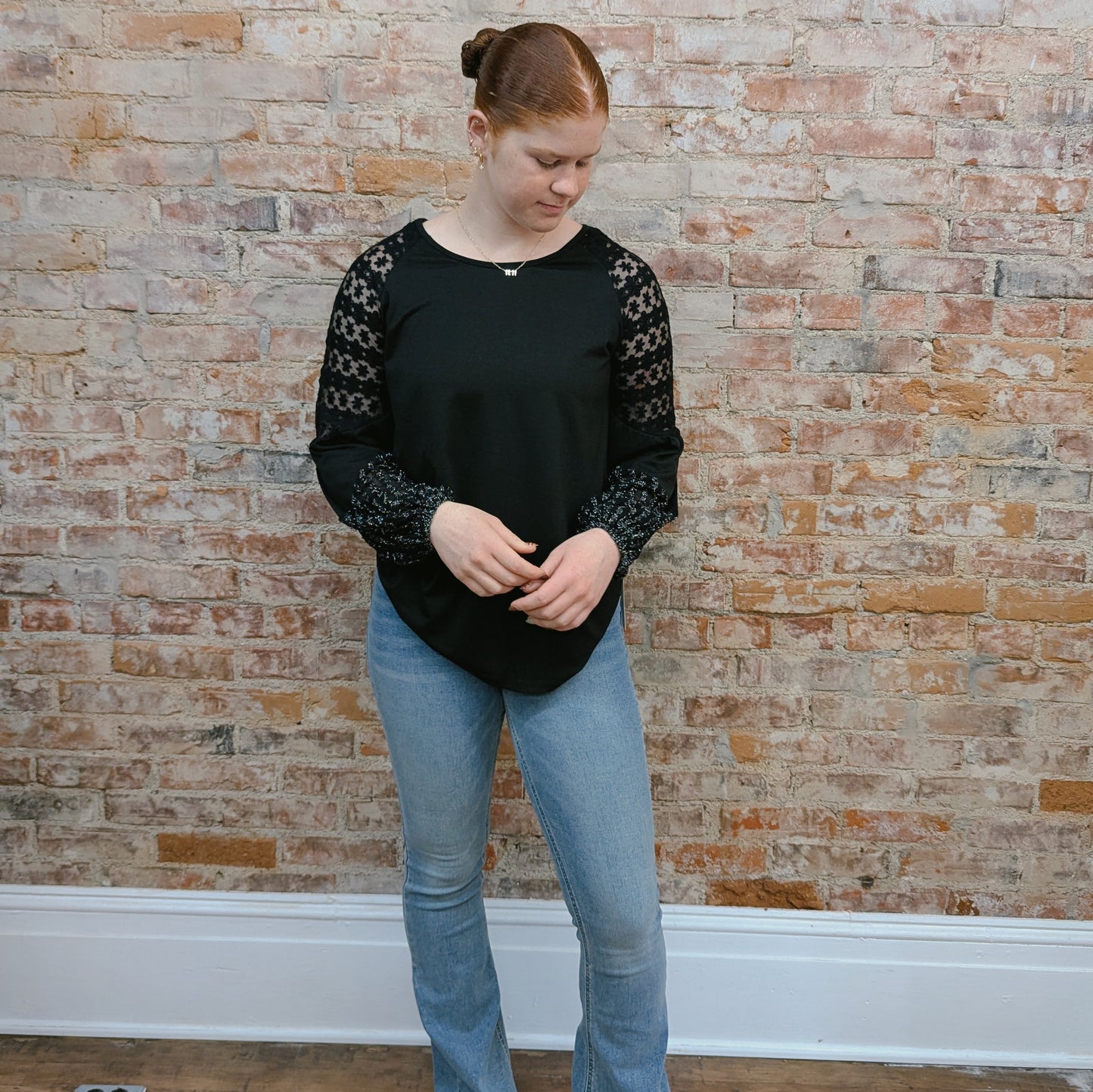 Tinsel and Lace Black Top