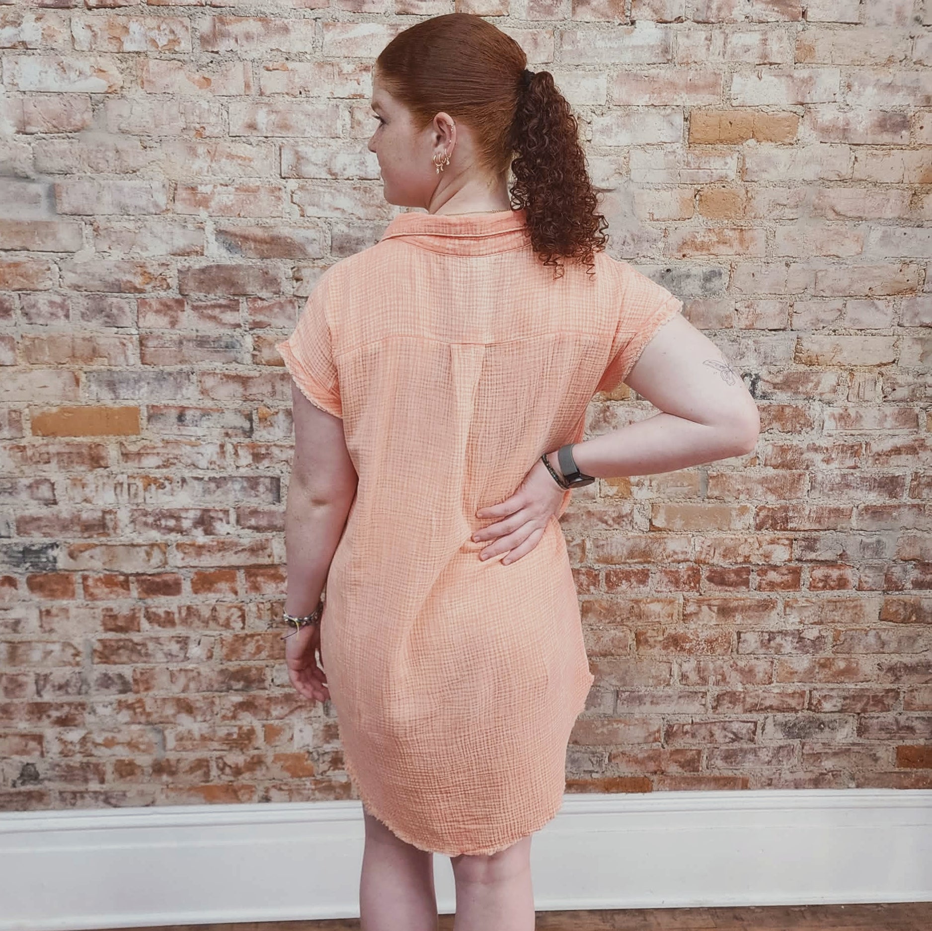 Coral Shirt Dress