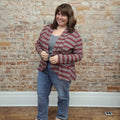 Maroon Striped Cardigan