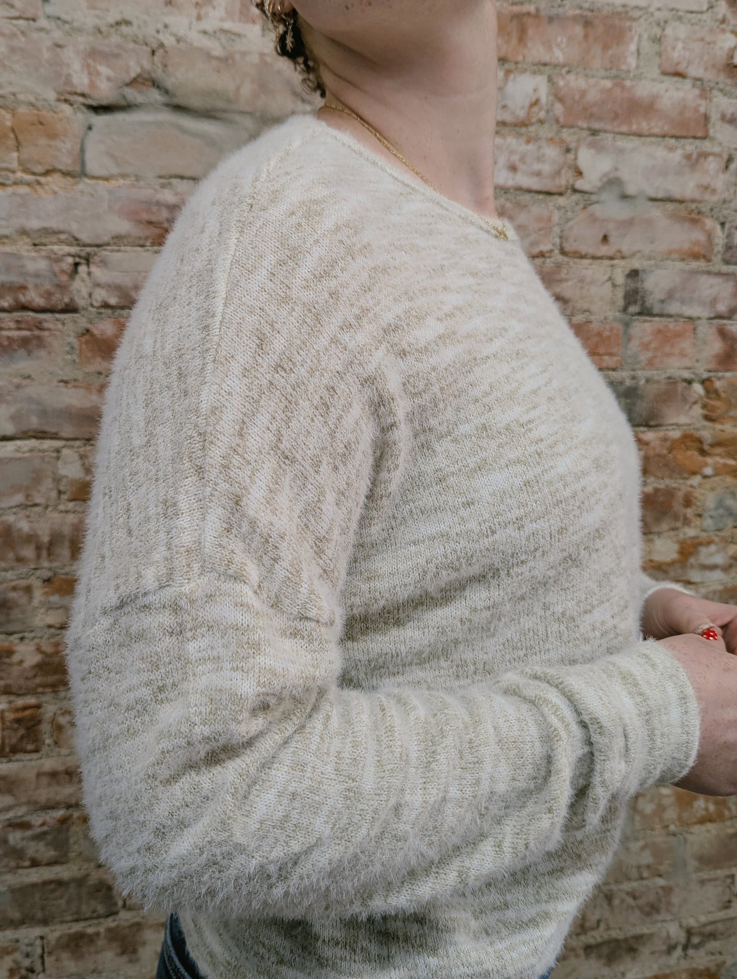 Cream Heathered Sweater