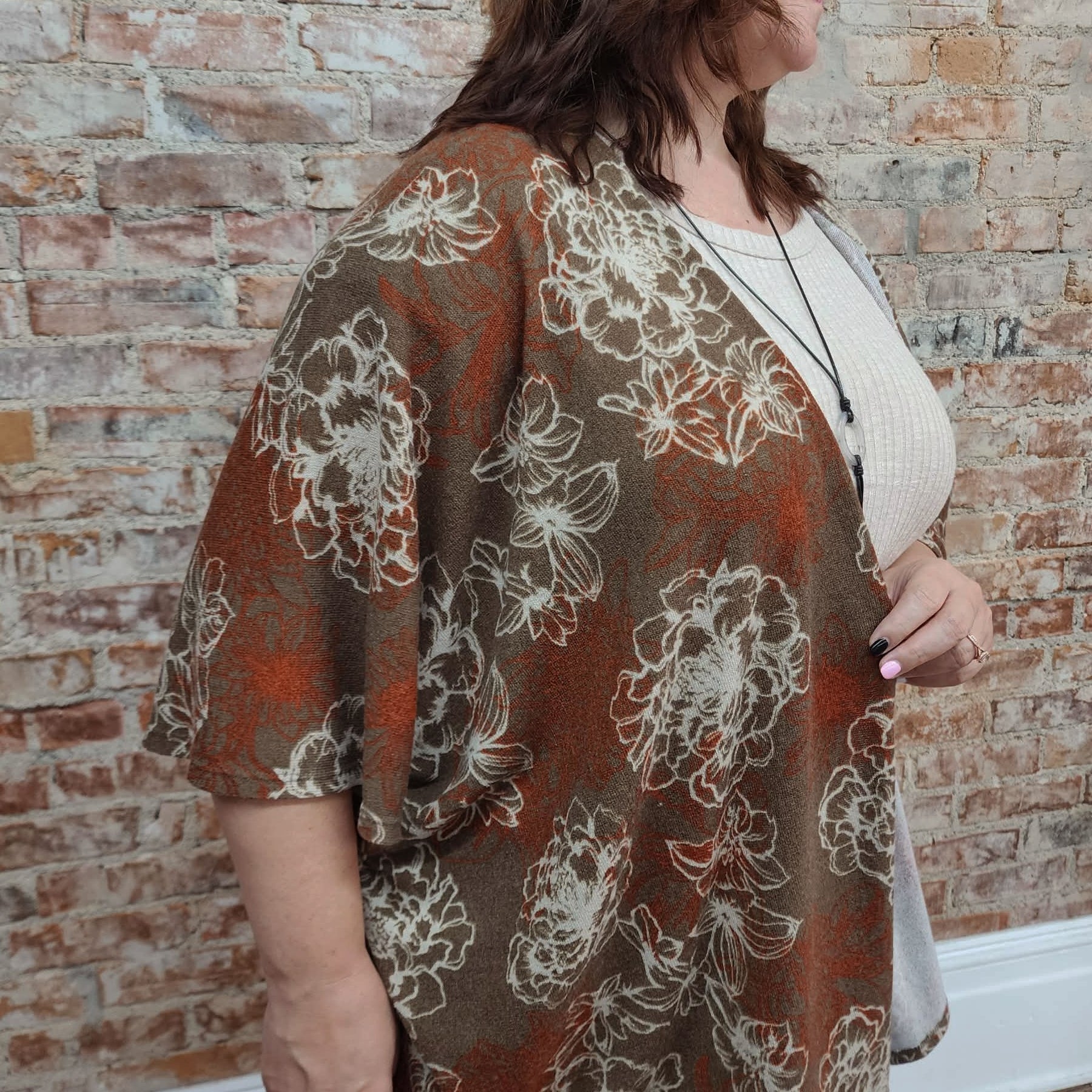 Brown Floral Kimono (one size)