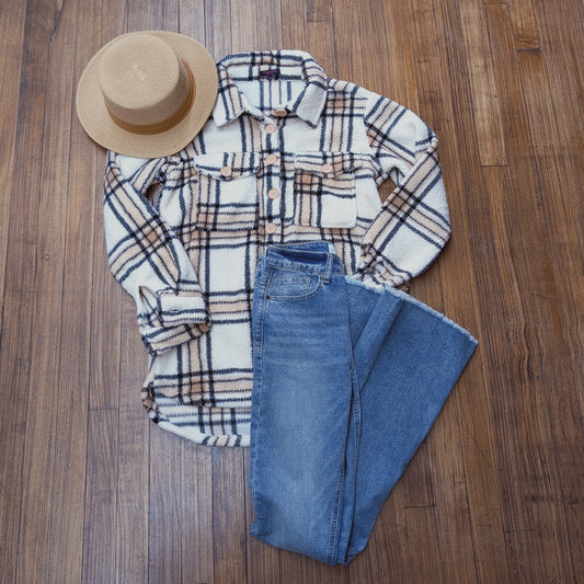 White and Pink Fleece Jacket